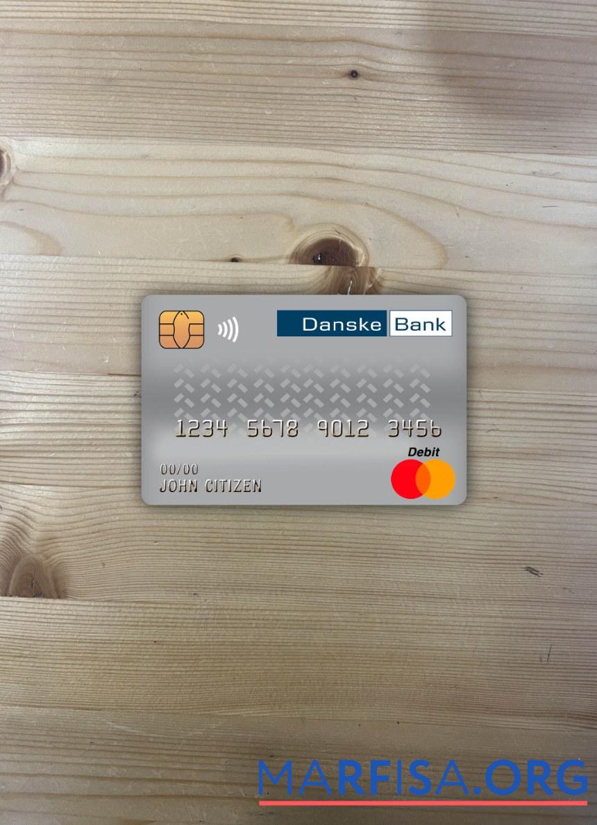 Printable Denmark Danskebank master debit card photolook front template